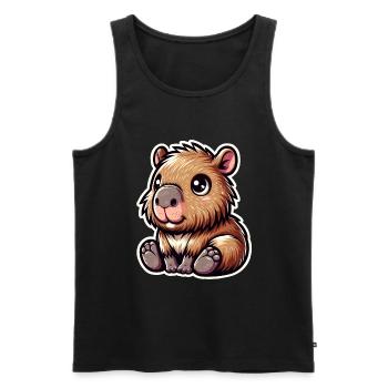 Capybara - Männer Premium Bio Tank Top - Schwarz - Vorne - AI Model Male 178 light (178cm)