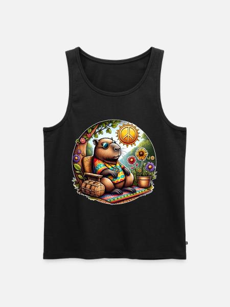 Capybara Hippie Peace - Men's Premium Organic Tank Top - black