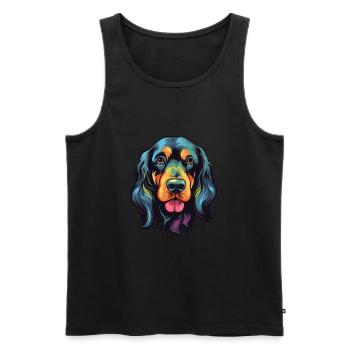 Gordon Setter Chien Race Aquarelle Dessin Animé Kawaii - Débardeur bio Premium Homme - noir - Devant - AI Model Male 178 light (178cm)