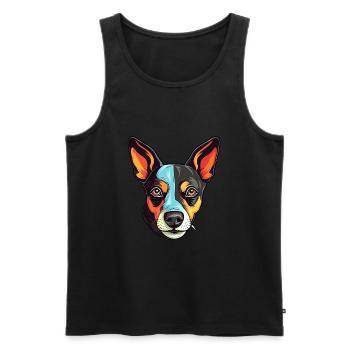 Rat Terrier Race Chien Aquarelle Dessin Animé Kawaii Co - Débardeur bio Premium Homme - noir - Devant - Michal (187cm)