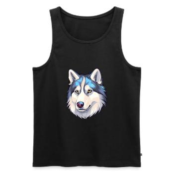 Husky Sibérien Race Chien Aquarelle Dessin Animé Kawaii - Débardeur bio Premium Homme - noir - Devant - Michal (187cm)