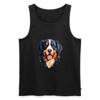 Bernese Mountain Dog Breed Watercolor Cartoon Kawa - Men's Premium Organic Tank Top - black - Front - AI Model Male 178 light (178cm)