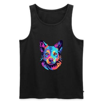 Mudi Hunderasse Aquarell Cartoon Kawaii Bunt - Männer Premium Bio Tank Top - Schwarz - Vorne - Michal (187cm)
