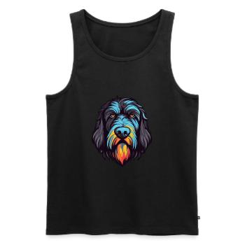 Black Russian Terrier Dog Breed Watercolor Cartoon - Men's Premium Organic Tank Top - black - Front - Michal (187cm)