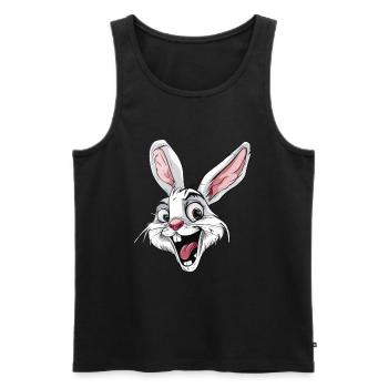 Lapin drôle avec de grandes oreilles et de grands yeux - Débardeur bio Premium Homme - noir - Devant - Michal (187cm)