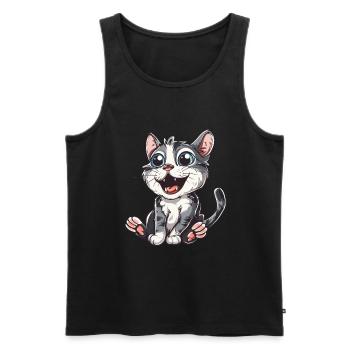 Playful kitten with big eyes - Men's Premium Organic Tank Top - black - Front - Michal (187cm)