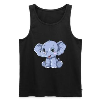 Cute blue elephant with big eyes - Men's Premium Organic Tank Top - black - Front - AI Model Male 178 light (178cm)