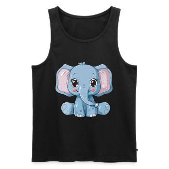 Mignon éléphant bleu avec de grands yeux - Débardeur bio Premium Homme - noir - Devant - AI Model Male 178 light (178cm)