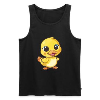 Canard mignon agitant avec un sourire - Débardeur bio Premium Homme - noir - Devant - Michal (187cm)
