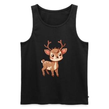 Niedliches Rehkitz Mit Großen Augen - Männer Premium Bio Tank Top - Schwarz - Vorne - Michal (187cm)
