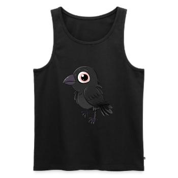 Adorable corbeau kawaii avec de grands yeux - Débardeur bio Premium Homme - noir - Devant - Michal (187cm)