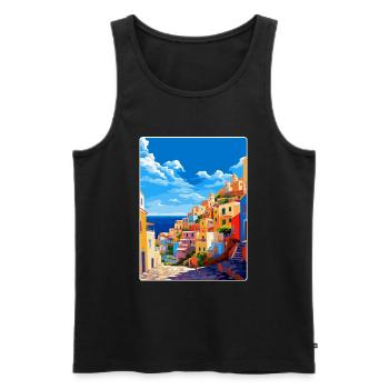 Ponza Italy Vintage Travel Poster WPA Art Souvenir - Men's Premium Organic Tank Top - black - Front - Michal (187cm)