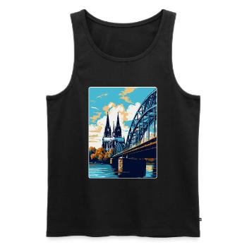 Cologne Allemagne Affiche de voyage vintage Souvenir WPA - Débardeur bio Premium Homme - noir - Devant - Michal (187cm)