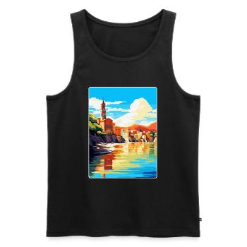 San Sebastian Spanien Vintage Reiseplakat Souvenir - Männer Premium Bio Tank Top - Schwarz - Vorne - Michal (187cm)