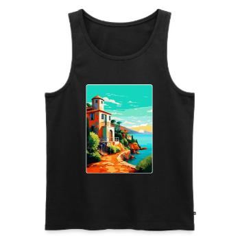Costa Brava Spanien Vintage Reiseplakat Souvenir - Männer Premium Bio Tank Top - Schwarz - Vorne - AI Model Male 178 light (178cm)