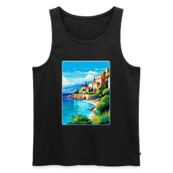 Côte d Azur Frankreich Vintage Reiseplakat Souvenir - Männer Premium Bio Tank Top - Schwarz - Vorne - AI Model Male 178 light (178cm)