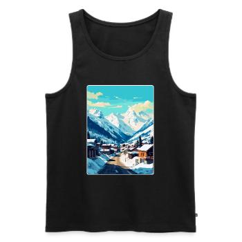 Ischgl Österreich Vintage Reiseplakat Souvenir WPA - Männer Premium Bio Tank Top - Schwarz - Vorne - AI Model Male 178 light (178cm)