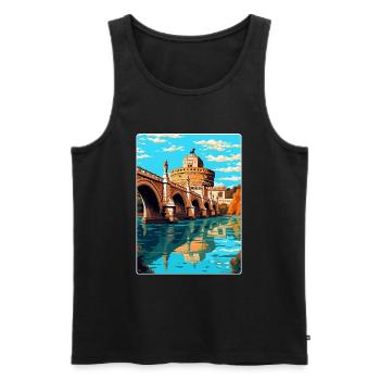 St Angelo Bridge Italy Vintage Travel Poster WPA - Men's Premium Organic Tank Top - black - Front - AI Model Male 178 light (178cm)