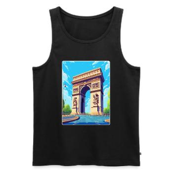 Arc de Triomphe Paris France Vintage Poster de voyage - Débardeur bio Premium Homme - noir - Devant - AI Model Male 178 light (178cm)