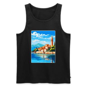 Budva Montenegro Vintage Poster Souvenir de Voyage - Débardeur bio Premium Homme - noir - Devant - Michal (187cm)