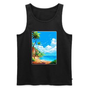 Palau Italie Affiche de voyage vintage WPA Art Souvenir - Débardeur bio Premium Homme - noir - Devant - Michal (187cm)