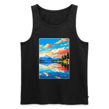 Lac de Varèse Italie Affiche de voyage vintage souvenir - Débardeur bio Premium Homme - noir - Devant - Michal (187cm)