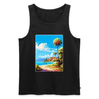 Alcudia Espagne Affiche de voyage vintage WPA Souvenir - Débardeur bio Premium Homme - noir - Devant - Michal (187cm)
