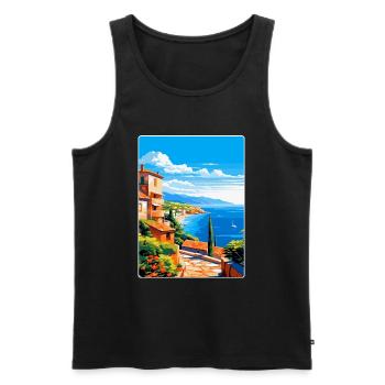 Côte d Azur Frankreich Vintage Reiseplakat Souvenir - Männer Premium Bio Tank Top - Schwarz - Vorne - AI Model Male 178 light (178cm)