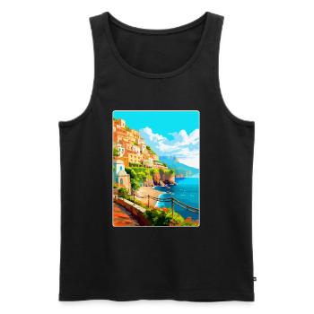Amalfi Italie Affiche de voyage vintage WPA Souvenir - Débardeur bio Premium Homme - noir - Devant - Michal (187cm)