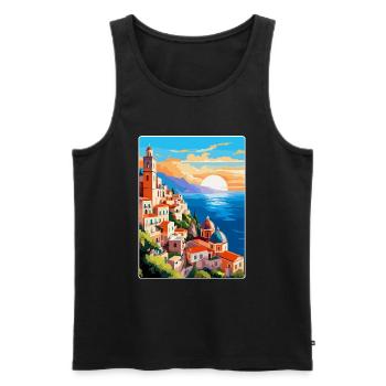 Amalfi Italie Affiche de voyage vintage WPA Souvenir - Débardeur bio Premium Homme - noir - Devant - Michal (187cm)