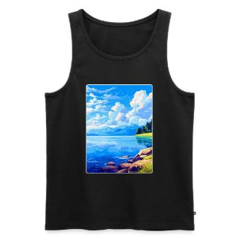 Lac du Bourget France Affiche de voyage vintage souvenir - Débardeur bio Premium Homme - noir - Devant - Michal (187cm)
