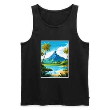 Bora Polynésie française Affiche de voyage vintage - Débardeur bio Premium Homme - noir - Devant - Michal (187cm)