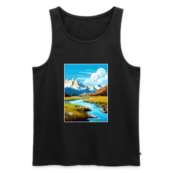 Torres Del Paine Affiche de voyage vintage souvenir - Débardeur bio Premium Homme - noir - Devant - Michal (187cm)