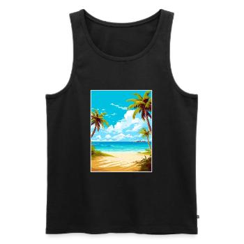Turks and Caicos Islands Caribbean Travel Poster - Men's Premium Organic Tank Top - black - Front - AI Model Male 178 light (178cm)