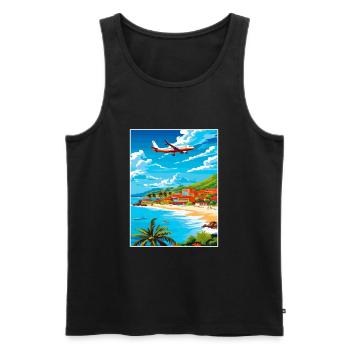 Saint Maarten Karibik Vintage Reiseposter - Männer Premium Bio Tank Top - Schwarz - Vorne - AI Model Male 178 light (178cm)