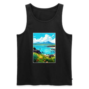 Affiche de voyage vintage des îles Galapagos en Équateur - Débardeur bio Premium Homme - noir - Devant - Michal (187cm)