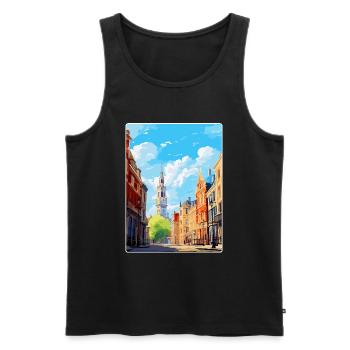 Lille France Affiche de voyage vintage WPA Souvenir - Débardeur bio Premium Homme - noir - Devant - Michal (187cm)