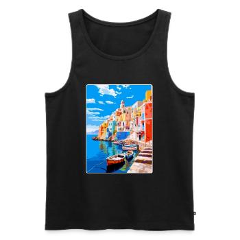 Ponza Italy Vintage Travel Poster WPA Art Souvenir - Men's Premium Organic Tank Top - black - Front - Michal (187cm)