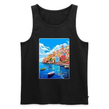 Ponza Italy Vintage Travel Poster WPA Art Souvenir - Men's Premium Organic Tank Top - black - Front - Michal (187cm)