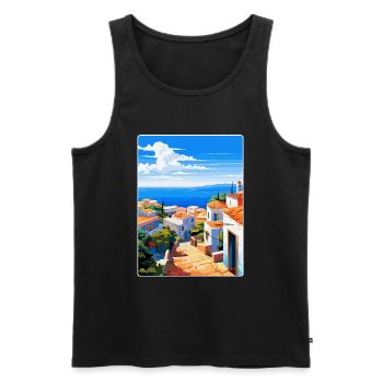 Costa de la Luz Espagne Affiche de voyage vintage WPA - Débardeur bio Premium Homme - noir - Devant - Michal (187cm)