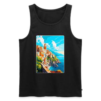Amalfi Italie Affiche de voyage vintage WPA Souvenir - Débardeur bio Premium Homme - noir - Devant - Michal (187cm)