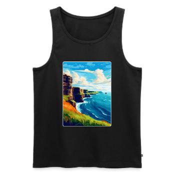 Falaises de Moher Irlande Royaume-Uni Affiche de voyage vintage - Débardeur bio Premium Homme - noir - Devant - Michal (187cm)