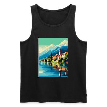 Lake Como Italy Vintage Travel Poster Souvenir WPA - Men's Premium Organic Tank Top - black - Front - AI Model Male 178 light (178cm)