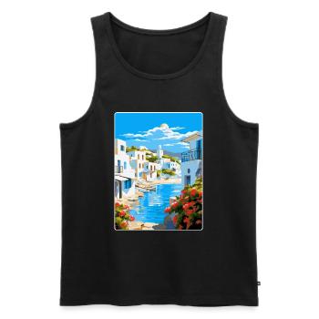 Paros Greece Vintage Travel Poster WPA Souvenir - Men's Premium Organic Tank Top - black - Front - Michal (187cm)