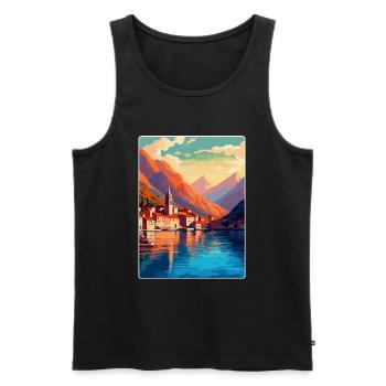 Kotor Montenegro Vintage Poster Souvenir de Voyage - Débardeur bio Premium Homme - noir - Devant - Michal (187cm)