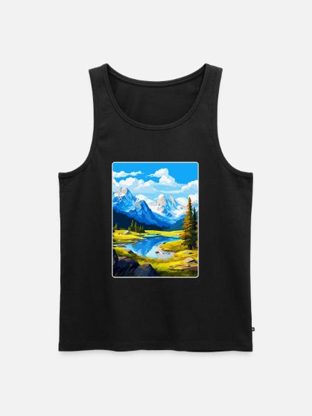 Affiche de voyage vintage du parc national d’Ecrins France - Débardeur bio Premium Homme - noir