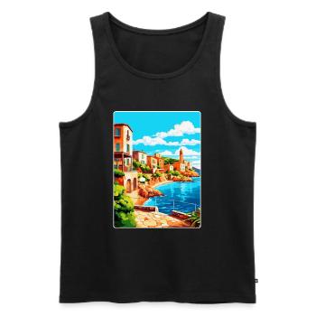 Costa Brava Spanien Vintage Reiseplakat Souvenir - Männer Premium Bio Tank Top - Schwarz - Vorne - AI Model Male 178 light (178cm)