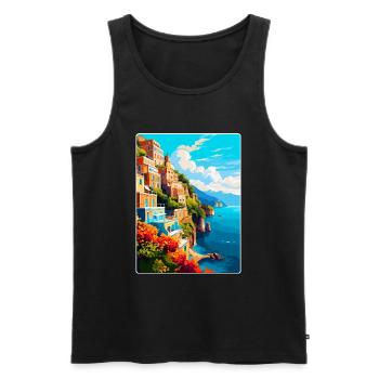 Amalfi Italie Affiche de voyage vintage WPA Souvenir - Débardeur bio Premium Homme - noir - Devant - Michal (187cm)