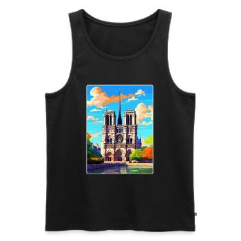Notre Dame France Vintage Travel Poster Souvenir - Men's Premium Organic Tank Top - black - Front - AI Model Male 178 light (178cm)