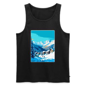 Les Arcs France Vintage Travel Poster Souvenir WPA - Men's Premium Organic Tank Top - black - Front - AI Model Male 178 light (178cm)